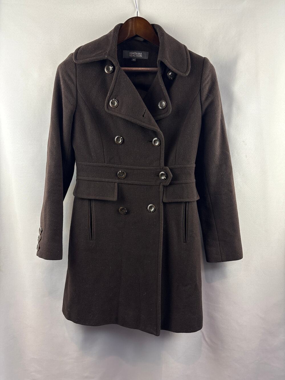Women’s Kenneth Cole Reaction Size 4 Brown Peacoat